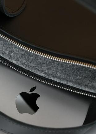 Кожаный чехол для macbook дизайн №43, натуральная кожа итальянский краст, цвет черный