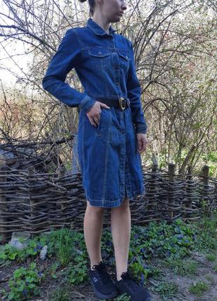 Джинсова денім сукня сарафан міді1 фото