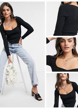 Кроп топ з імітацією корсету в рубчик asos design 40/12/l