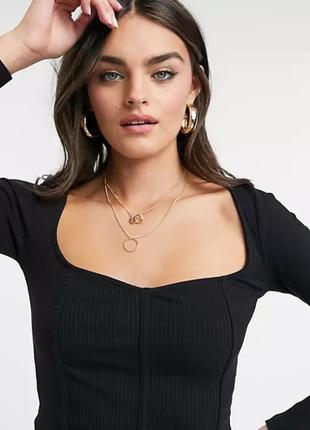 Кроп топ с имитацией корсета в рубчик asos design 40/12/l6 фото