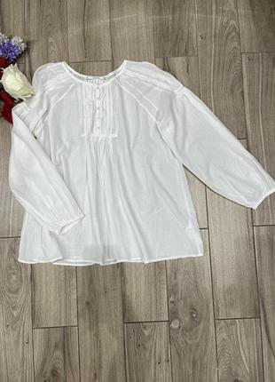 Блузка блуза біла довгий рукав коттон р 50-52