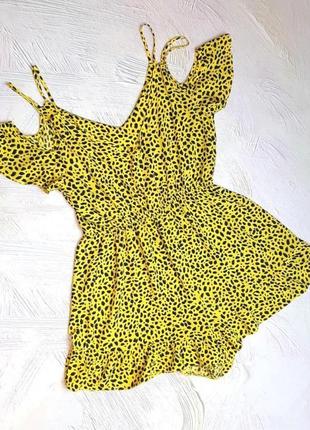 💝2+1=4 стильный желтый леопардовый ромпер комбинезон с шортами george, размер 46 - 48