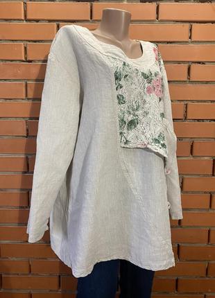 Льняная блуза, рубашка 48-50 р.3 фото