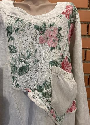 Льняная блуза, рубашка 48-50 р.2 фото