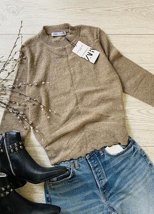 Трикотажный свитер альпакой и шерстью zara