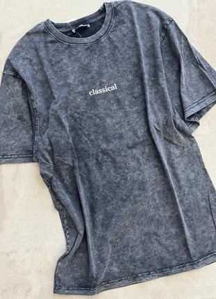 Сіра графіт жіноча варена футболка оверсайз вільного крою жіноча повсякденна прогулянкова футболка виварена3 фото