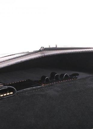 Стильный оригинальный портфель 2 отделения кежуал casual кожаный качественный  ручная работа черный6 фото