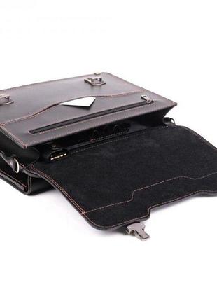 Стильный оригинальный портфель 2 отделения кежуал casual кожаный качественный  ручная работа черный7 фото