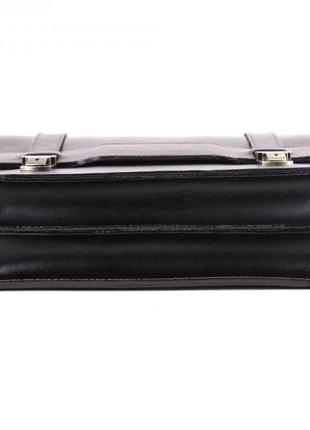 Стильный оригинальный портфель 2 отделения кежуал casual кожаный качественный  ручная работа черный5 фото