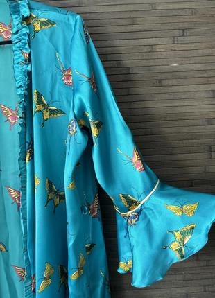 Новый атласный халат в бабочки3 фото