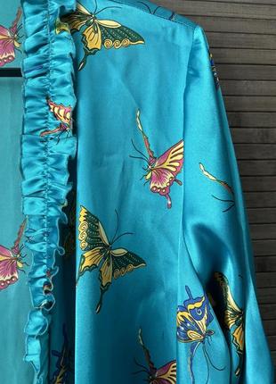 Новый атласный халат в бабочки2 фото
