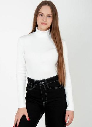 Белый гольф рубчик, женский гольф рубчик, женская водолазка рубчик, бежий гольф рубчик, белая водолазка жеенская2 фото