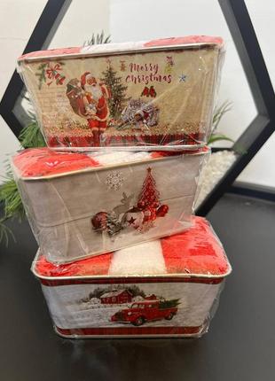 Новорічні кухонні подарункові рушники набори подарунковий набір рушників 30х30 махра