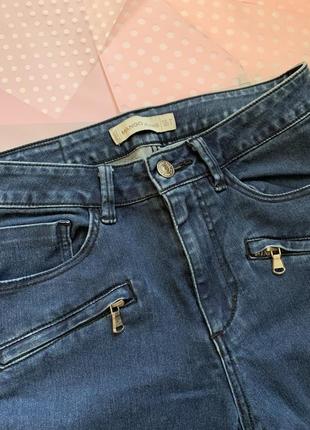 Синие джинсы классические скинни с замками высокая посадка размер xs s m mango jeans2 фото
