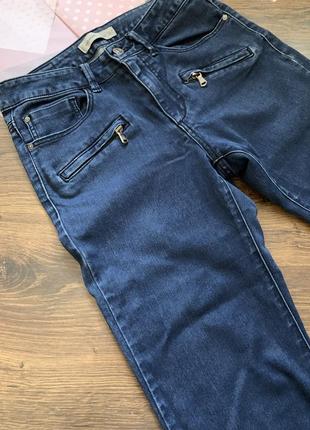 Синие джинсы классические скинни с замками высокая посадка размер xs s m mango jeans4 фото