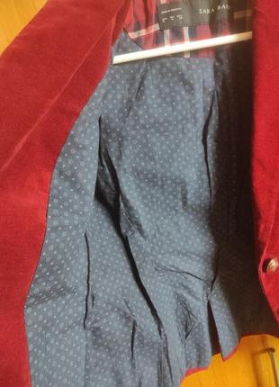 Пиджак zara, красный бархат, подклад хлопок3 фото