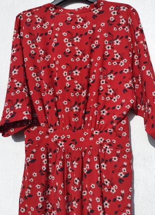 Стильное красное цветочное миди платье ichi6 фото