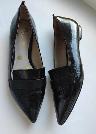 Кожаные туфли балетки лоферы с острым носком р.39/25.5см9 фото