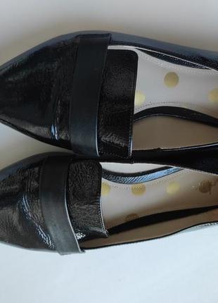 Кожаные туфли балетки лоферы с острым носком р.39/25.5см3 фото