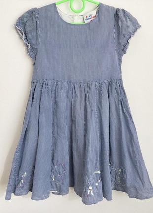 Ярусное детское платье на подкладке нарядное в полоску с бабочками пышное платье натуральное6 фото