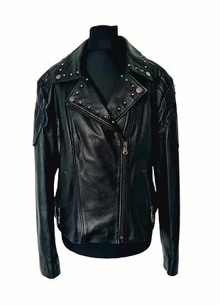 Крутая замечательная классная стильная кожаная куртка косуха натуральная кожа