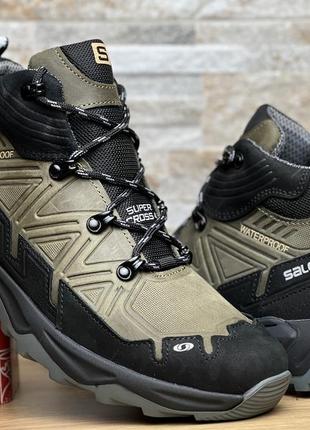 Спортивные кожаные ботинки, кроссовки термо salomon ranger gore-tex tactical
