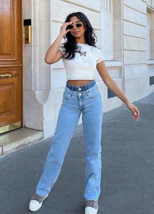Широкие прямые джинсы с двойным поясом pull & bear