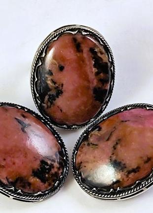 Роскошные серебряные наборы серьги и кольцо. 925 проба. крупная яшма.