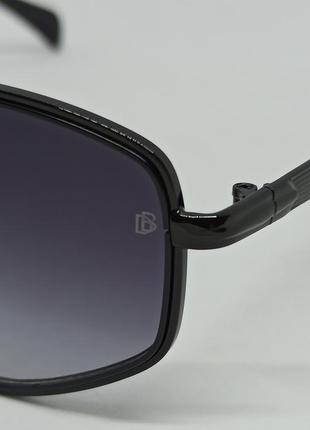 Очки в стиле david beckham унисекс солнцезащитные черные с градиентом в металлической оправе3 фото