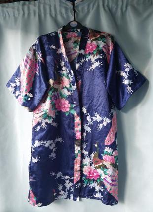 Тоненький атласный халатик кимоно