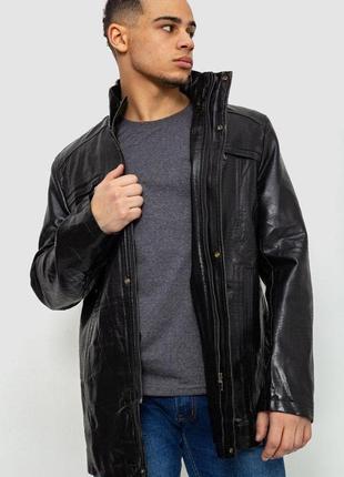 Куртка чоловіча демісезонна екошкіра, колір чорний, 243r1703