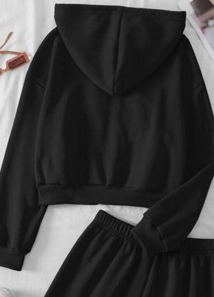 Черный женский прогулочный повседневный костюм шорты кофта на молнии женский спортивный костюм с шортами кофтой на молнии2 фото
