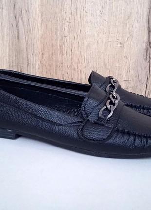 Нові зручні туфлі, демі лофери жіночі, чорні мокасини, весна осінь, р. 382 фото