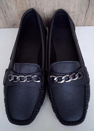Новые удобные туфли, деми лоферы женские, черные мокасины, весна осень, р. 384 фото