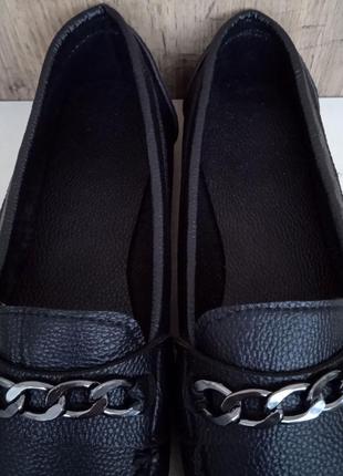 Новые удобные туфли, деми лоферы женские, черные мокасины, весна осень, р. 386 фото