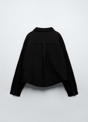 Джинсовая черная куртка оверсайз zara5 фото