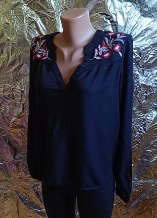 🧸 распродажа! черная блузка блуза женская с вышивкой 🧸2 фото
