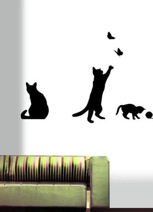 Настенный декор виниловая наклейка коты 🐱3 фото