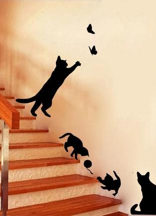 Настенный декор виниловая наклейка коты 🐱1 фото