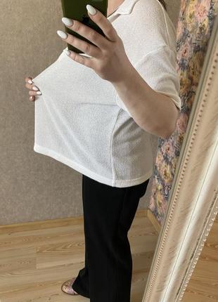 Біла вільна широка блуза поло 52-54 р2 фото