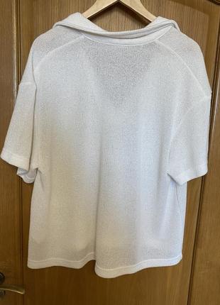 Белая свободная широкая блуза поло 52-54 р7 фото