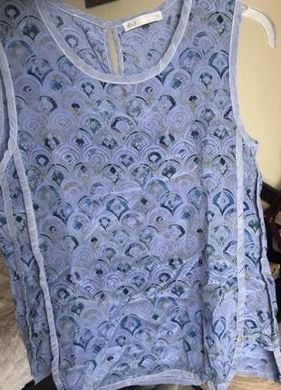 Невероятная голубая блуза из 100% шелка collection nile, размер xs6 фото