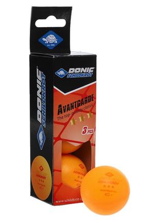 Набір м'ячів для настільного тенісу 3 штуки donic mt-608338 avantgarde 3star жовтогарячий
