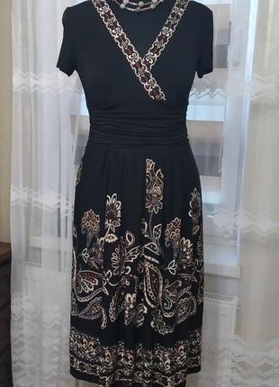 💖👍 красивое чёрное платье с орнаментом в длине миди2 фото