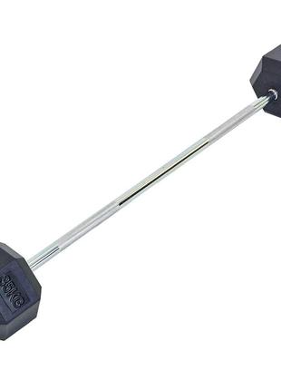 Штанга фіксована пряма гумова record rubber hexagon barbell ta-6230-35 довжина-95 см 35 кг