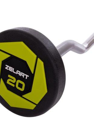 Штанга фиксированная изогнутая полиуретановая zelart urethane barbell ta-2690-20 длина-104см 20кг4 фото