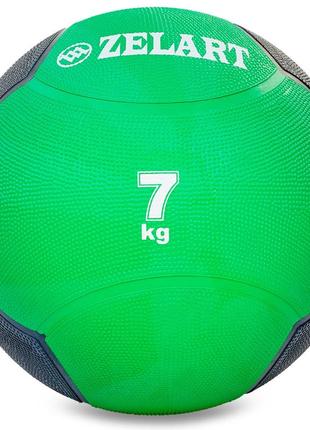 М'яч медичний медбол zelart medicine ball fi-5121-7 7 кг зелений-чорний