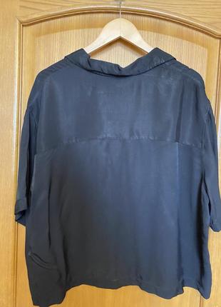 Чёрная тонкая шикарная блуза рубашка оверсайз вискоза 52-54 о10 фото