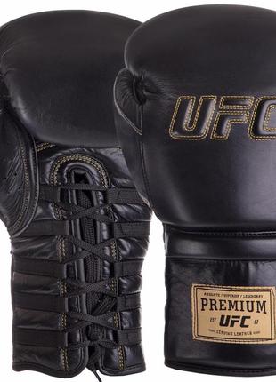 Рукавиці боксерські шкіряні ufc pro prem lace up uhk-75047 18 унцій чорний