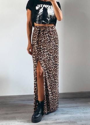 Юбка макси леопард, юбка с разрезом 🔥3 фото